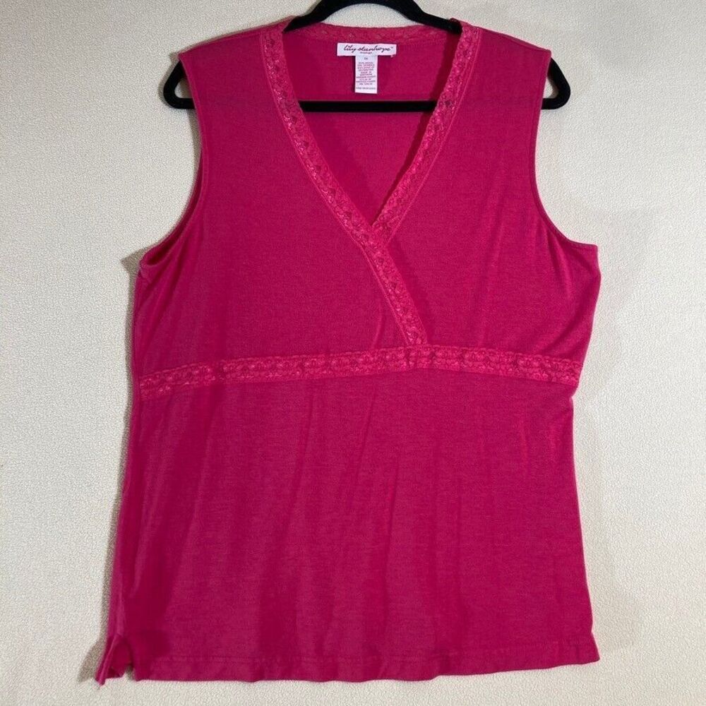 Lily Stanhope Tank‎ Top Sz 1X Pink Y2K Romantic Lacey Babydoll Cami